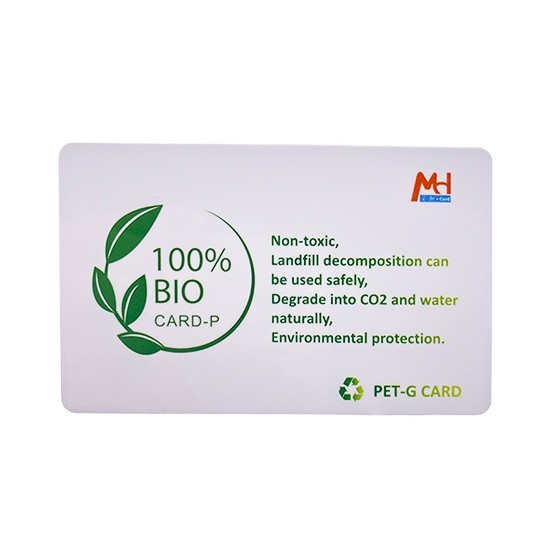 Tarjeta de plástico PETG biodegradable con logotipo personalizado RFID ecológica