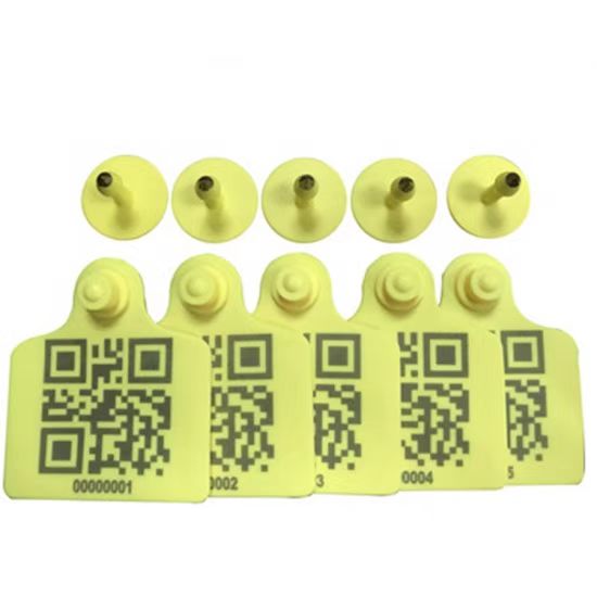 Etiquetas inteligentes para orejas de animales con código QR UHF RFID de largo alcance al por mayor para ovejas y cerdos