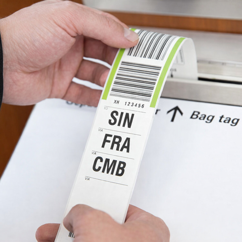 RFID baggage tag on airport conveyor belt