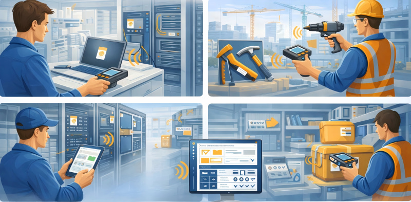 RFID asset tracking using anti-metal RFID tags for equipment management