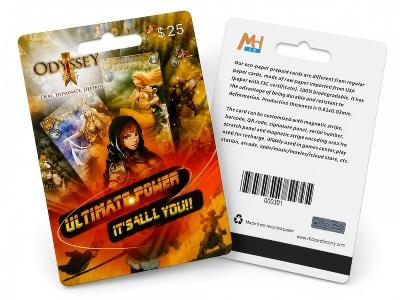 Custom prepaid game cards with barcode for arcade game center activation and top-up system