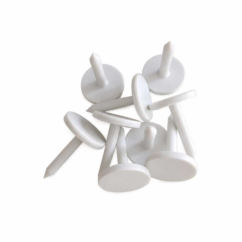 White RFID nail tags for wood asset tracking in two viewing angles