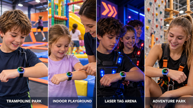 MH-CR03 LED countdown wristbands used in trampoline parks
