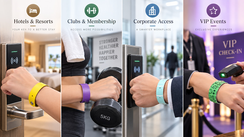 PU leather RFID wristband applications for hotels, clubs, corporate access and VIP events PU leather RFID wristband applications for hotels, clubs, corporate access and VIP events