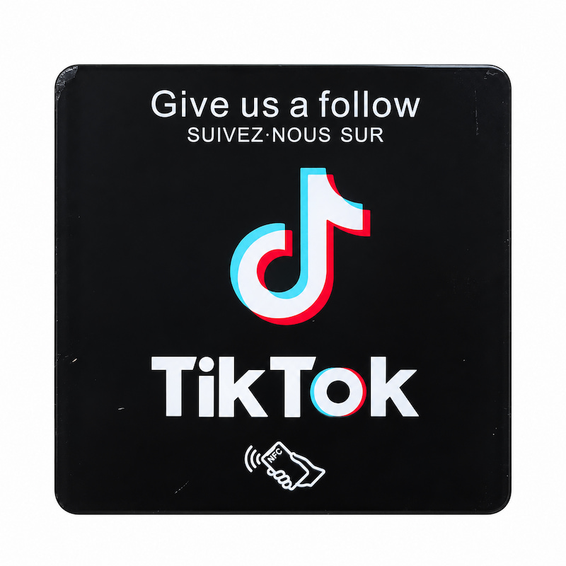 Custom acrylic TikTok NFC plaque with adhesive backing